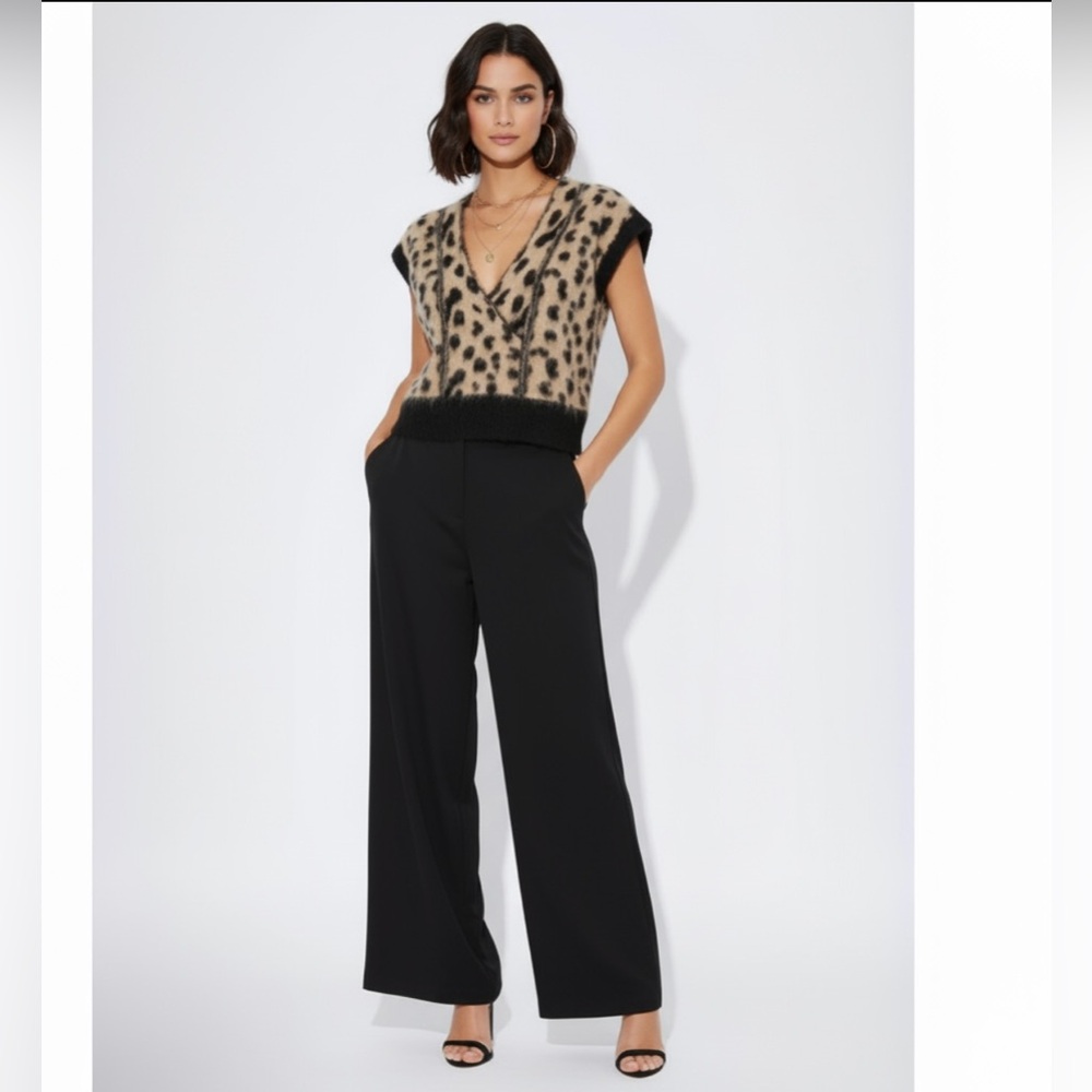 NWT RtA Maisie Leopard Mohair Wool Oversized Sweater Vest Animal Print Size S